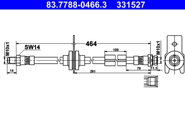 ATE 83.7788-0466.3 Brake Hose