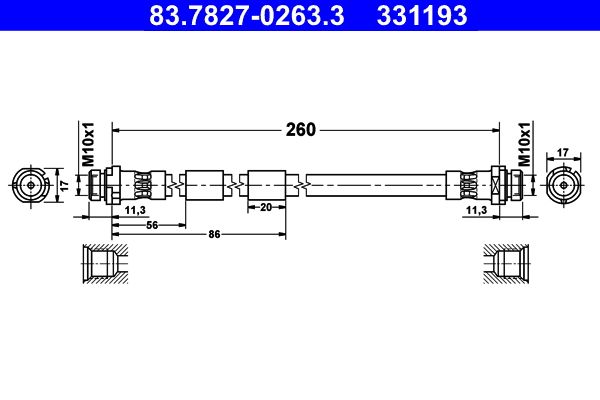 ATE 83.7827-0263.3 Brake Hose