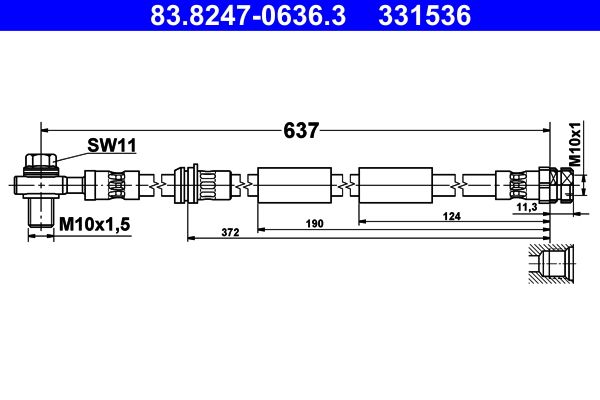 ATE 83.8247-0636.3 Brake Hose
