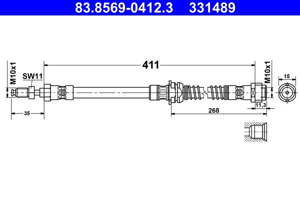 ATE 83.8569-0412.3 Brake Hose