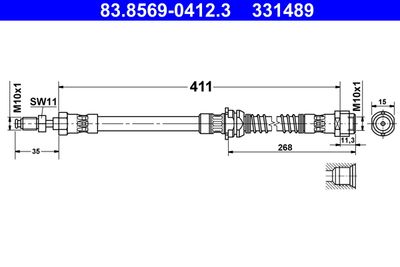 Brake Hose ATE 83.8569-0412.3