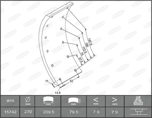 BERAL KBL15030.0-1561 Brake Lining Kit, drum brake