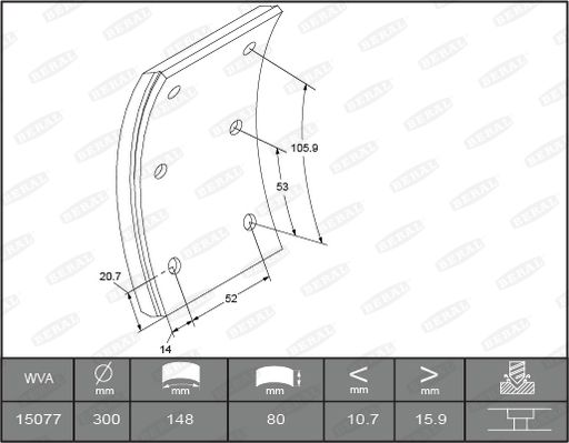 BERAL KBL15077.0-1541 Brake Lining Kit, drum brake