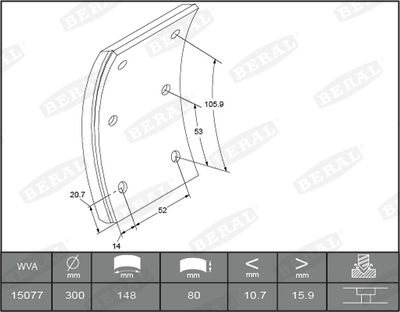 Brake Lining Kit, drum brake BERAL KBL15077.1-1541