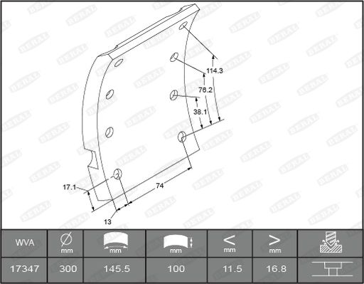 BERAL KBL17347.1-1561 Brake Lining Kit, drum brake