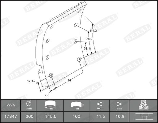 BERAL KBL17347.2-1561 Brake Lining Kit, drum brake