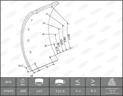 BERAL KBL17351.0-1561 Brake Lining Kit, drum brake