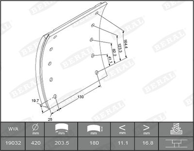 Brake Lining Kit, drum brake BERAL KBL19032.0-1560