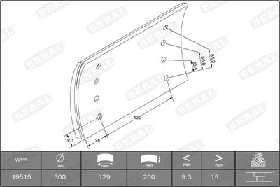 Brake Lining Kit, drum brake BERAL KBL19515.1-1541