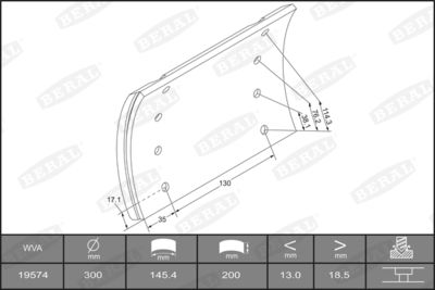 Brake Lining Kit, drum brake BERAL KBL19574.2-1517