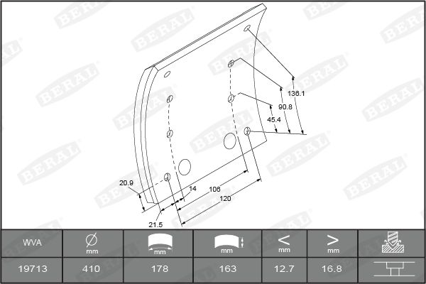 BERAL KBL19713.9-1560 Brake Lining Kit, drum brake