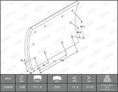 Brake Lining Kit, drum brake BERAL KBL19908.0-1647