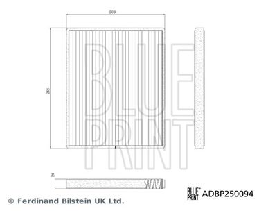Filter, cabin air BLUE PRINT ADBP250094