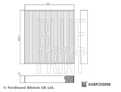 Filter, cabin air BLUE PRINT ADBP250098