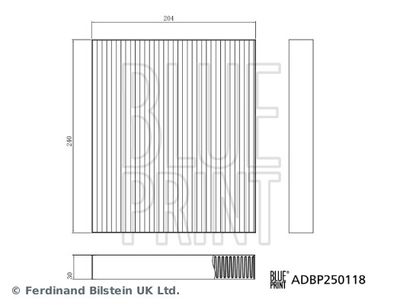 Filter, cabin air BLUE PRINT ADBP250118