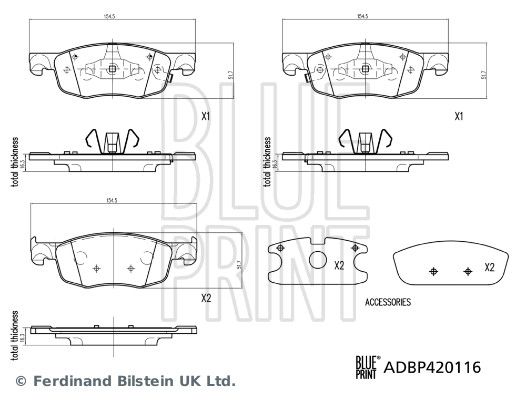 BLUE PRINT ADBP420116 Brake Pad Set, disc brake