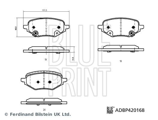BLUE PRINT ADBP420168 Brake Pad Set, disc brake