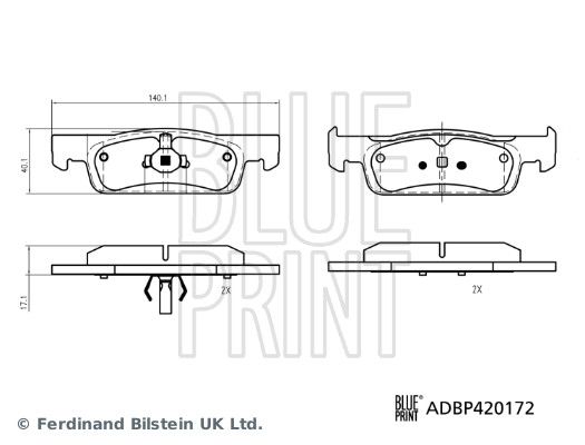 BLUE PRINT ADBP420172 Brake Pad Set, disc brake