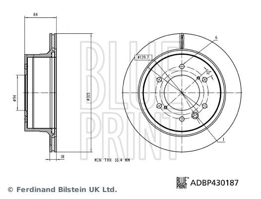 BLUE PRINT ADBP430187 Brake Disc