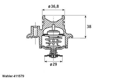 Thermostat, coolant BorgWarner (Wahler) 411579.92D