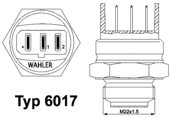 BorgWarner (Wahler) 6017.95D Temperature Switch, radiator fan