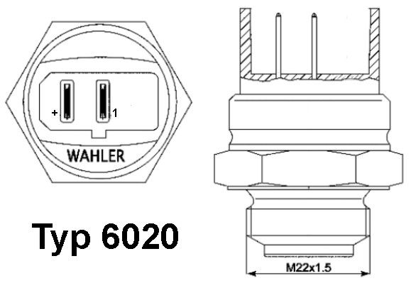 BorgWarner (Wahler) 6020.95D Temperature Switch, radiator fan