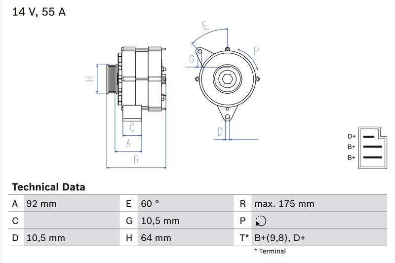 BOSCH 0 986 034 050 Alternator