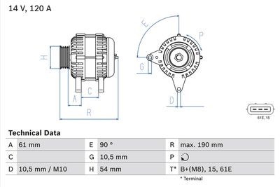 Alternator BOSCH 0 986 044 841