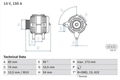 Alternator BOSCH 0 986 045 031