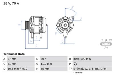Alternator BOSCH 0 986 045 160