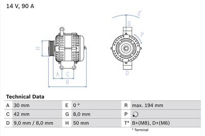 Alternator BOSCH 0 986 045 181