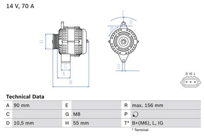 Alternator BOSCH 0 986 045 751