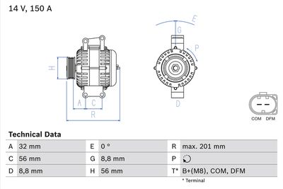 Alternator BOSCH 0 986 046 300