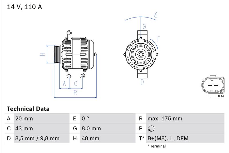 BOSCH 0 986 048 750 Alternator