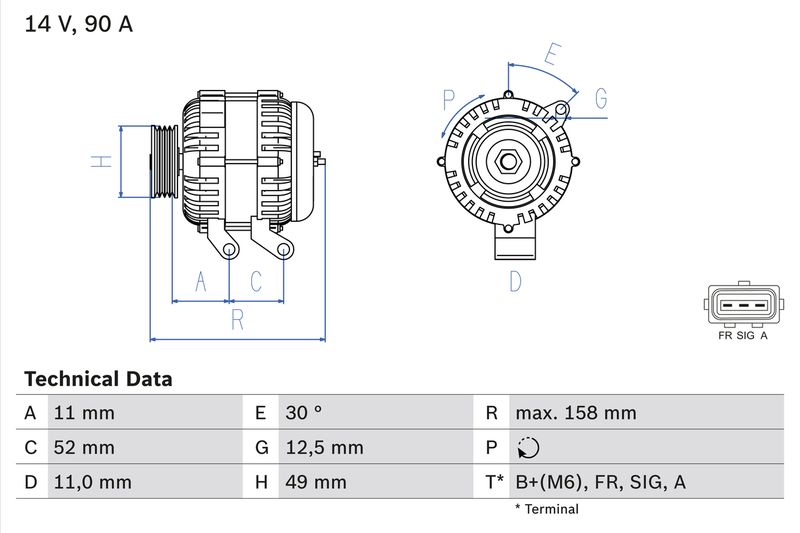 BOSCH 0 986 049 121 Alternator
