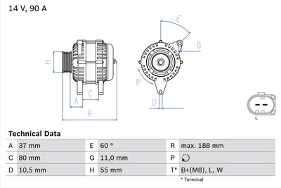Alternator BOSCH 0 986 081 360