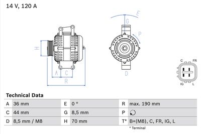 Alternator BOSCH 0 986 082 050