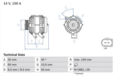 Alternator BOSCH 0 986 082 560