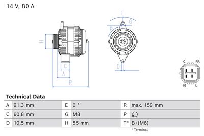 Alternator BOSCH 0 986 086 890