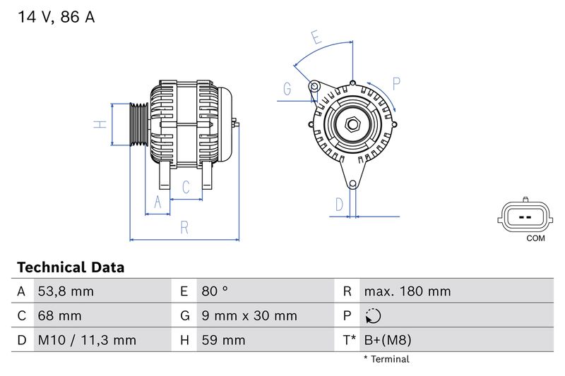 BOSCH 0 986 086 980 Alternator