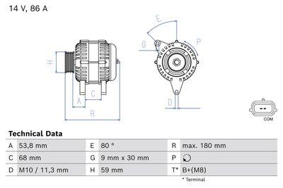 Alternator BOSCH 0 986 086 980