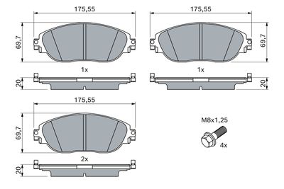 Brake Pad Set, disc brake BOSCH 0 986 424 628