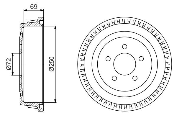 BOSCH 0 986 477 185 Brake Drum