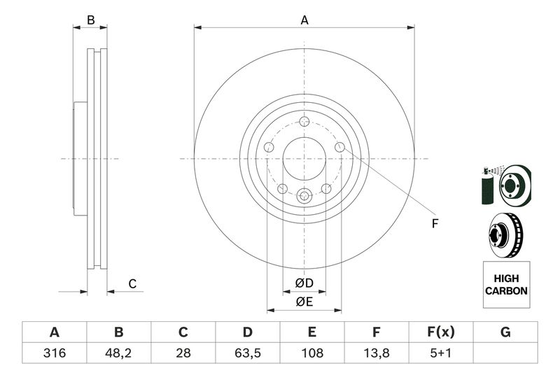 BOSCH 0 986 479 E62 Brake Disc