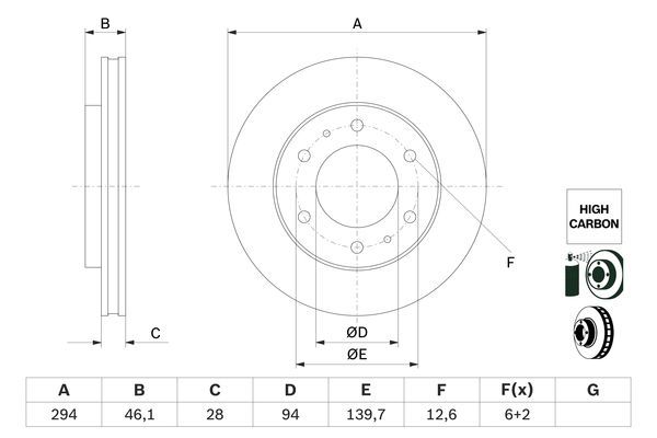 BOSCH 0 986 479 F45 Brake Disc