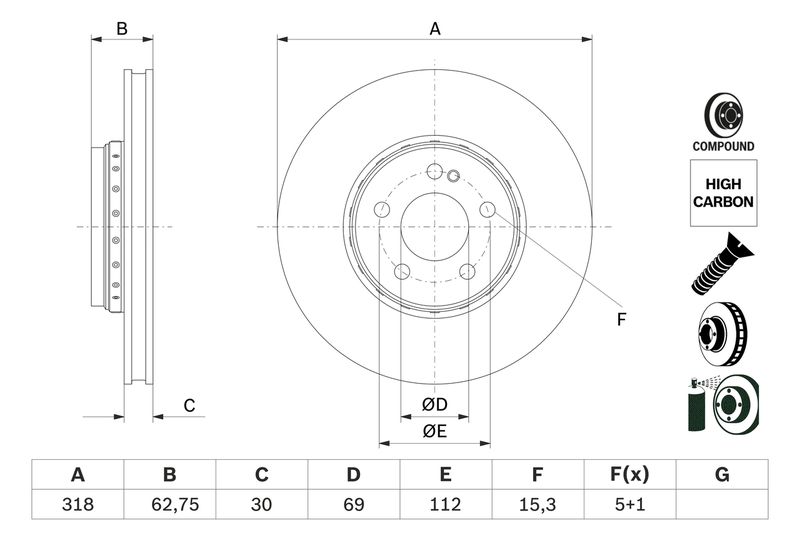 BOSCH 0 986 479 G34 Brake Disc