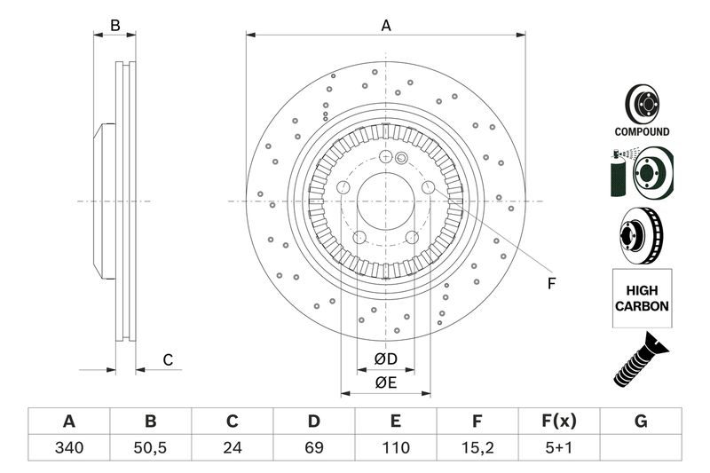 BOSCH 0 986 479 H40 Brake Disc