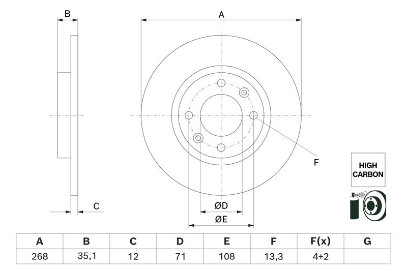 BOSCH 0 986 479 H54 Brake Disc