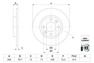 Brake Disc BOSCH 0 986 479 H54