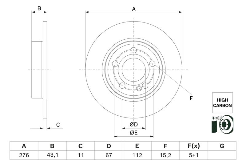 BOSCH 0 986 479 H60 Brake Disc